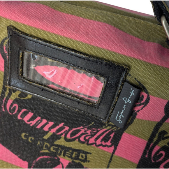 Andy Warhol x Loop Campbell Soup Pink Striped Large Duffel Bag Travel Pop Art - Picture 7 of 16